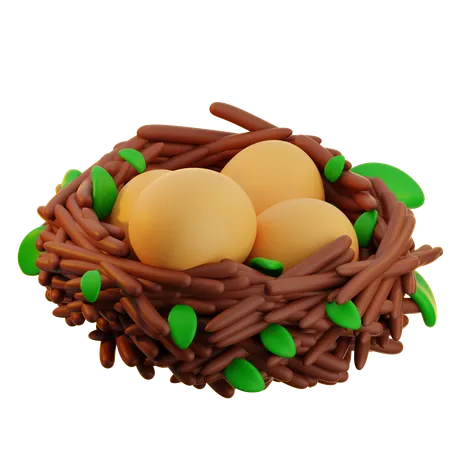 Huevos de nido de pájaro  3D Icon