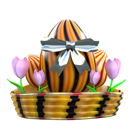 Huevos de pascua en canasta  3D Icon