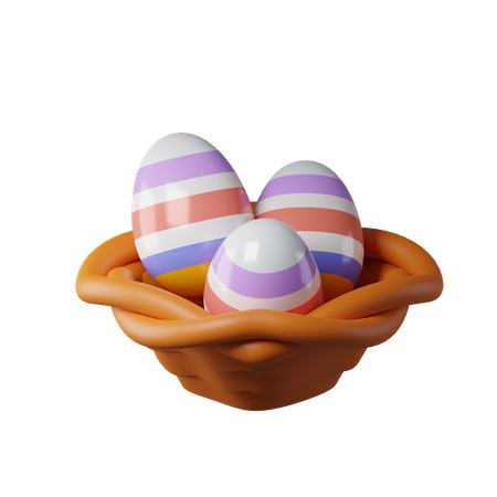 Huevos de pascua en canasta  3D Icon