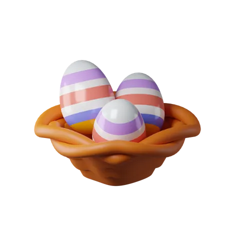 Huevos de pascua en canasta  3D Icon