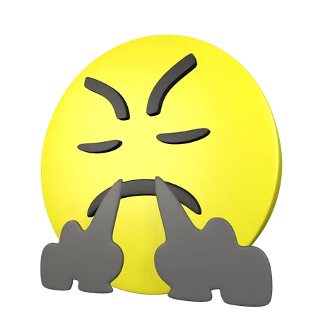 Huffing With Angry Face  3D Icon