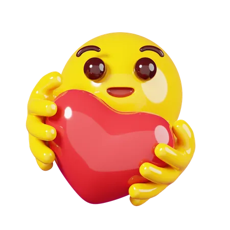 Hugging A Heart Emoji  3D Emoji