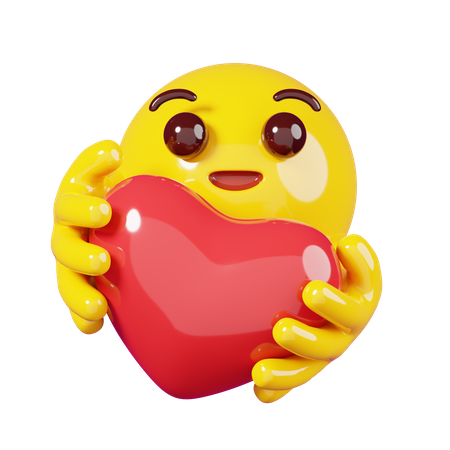 Hugging A Heart Emoji 3D Illustration