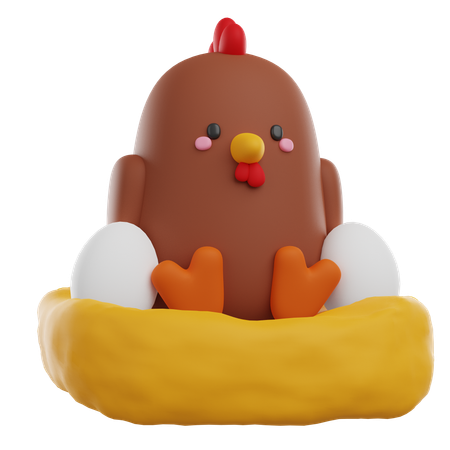 Huhn und Eier  3D Icon