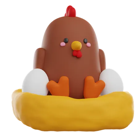 Huhn und Eier  3D Icon