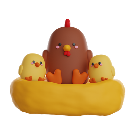 Huhn und Hühner  3D Icon