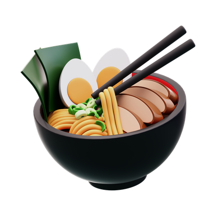 Hähnchen-Ramen mit Stäbchen  3D Icon