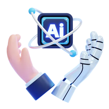 Human-AI Collaboration  3D Icon