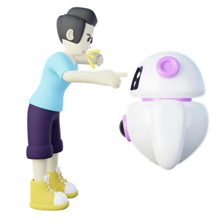 Human Angry to AI  3D Icon