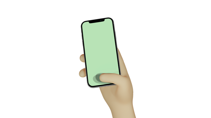 Human hand holding smartphone and touching screen  3D Icon