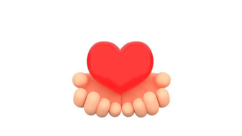 Human hands holding red heart  3D Illustration