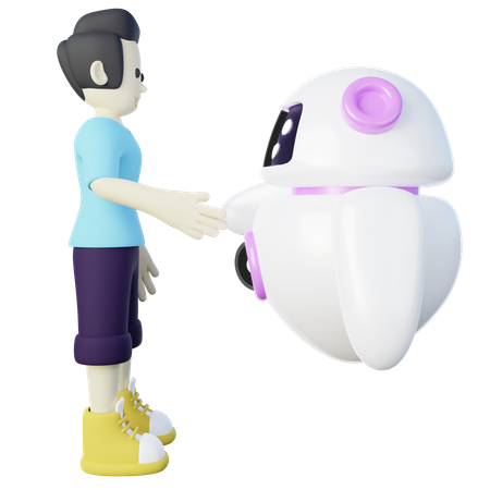 Human Handshake with AI Robot  3D Icon