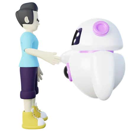 Human Handshake with AI Robot  3D Icon