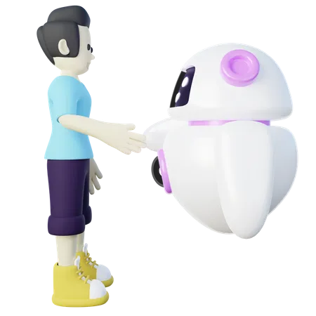 Human Handshake with AI Robot 3D Icon