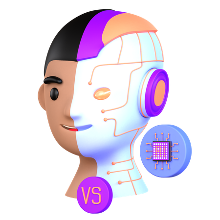 人間 vs AI  3D Icon