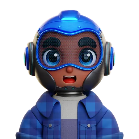 Humanoid Boy Wears Blue Shirt  3D Icon