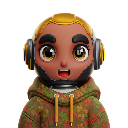 Humanoid Girl with Flower Pattern Sweater  3D Icon