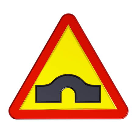Hump Bridge Road Sign  3D Icon