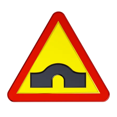 Hump Bridge Road Sign  3D Icon