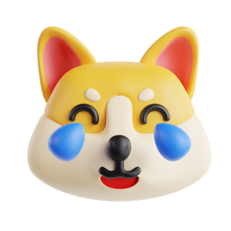 Hund mit Freudentränen-Emoji  3D Icon