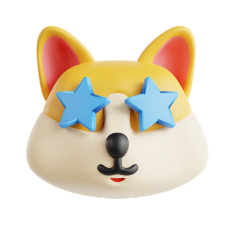 Hund Start Gesicht Emoji  3D Icon
