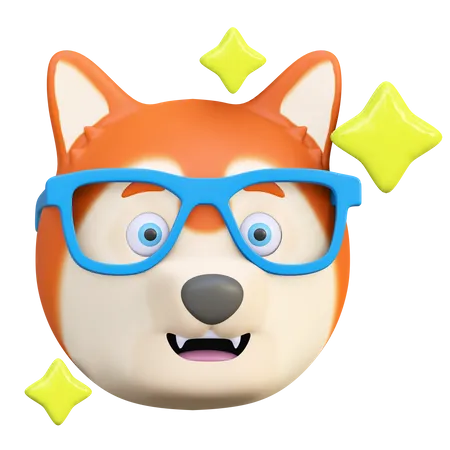 Hund mit lustiger Brille  3D Emoji