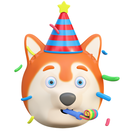 Hund mit Partyhut  3D Emoji
