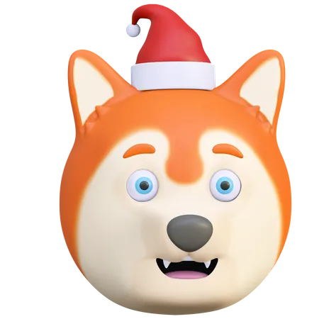 Hund mit Weihnachtsmütze  3D Emoji