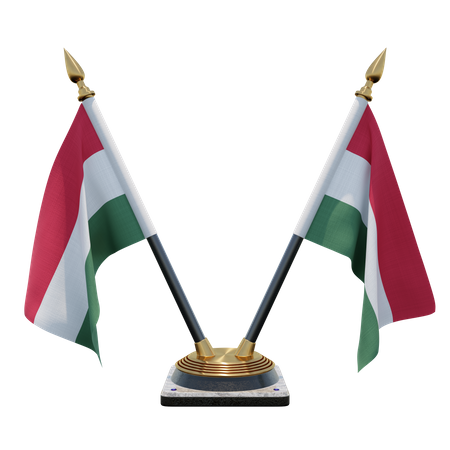 Hungary Double Desk Flag Stand 3D Illustration