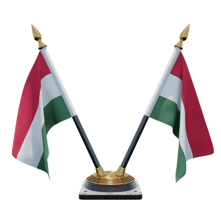 Hungary Double (V) Desk Flag Stand  3D Icon