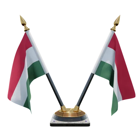 Hungary Double (V) Desk Flag Stand  3D Icon