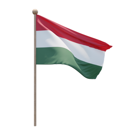 Hungary Flag Pole  3D Flag