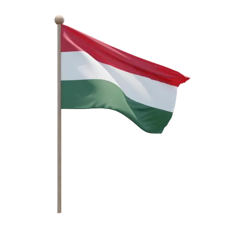 Hungary Flag Pole  3D Flag