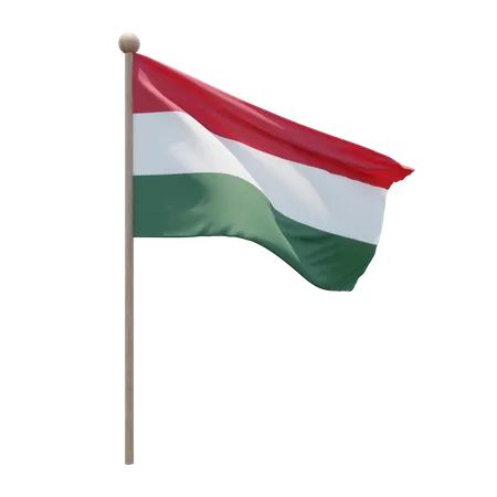 Hungary Flag Pole 3D Illustration