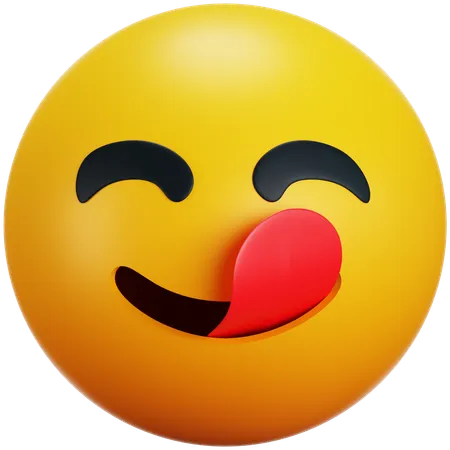 Emoji Face And Emoji With Happy Licking And Hungry Facial Expressions Isolated In Transparent Background 3 D Illustration 3D Icon