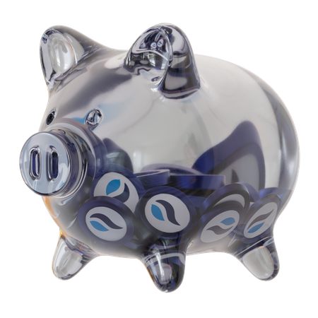 Huobi Token (HT) Clear Glass Piggy Bank  3D Icon