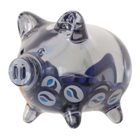 Huobi Token (HT) Clear Glass Piggy Bank  3D Icon