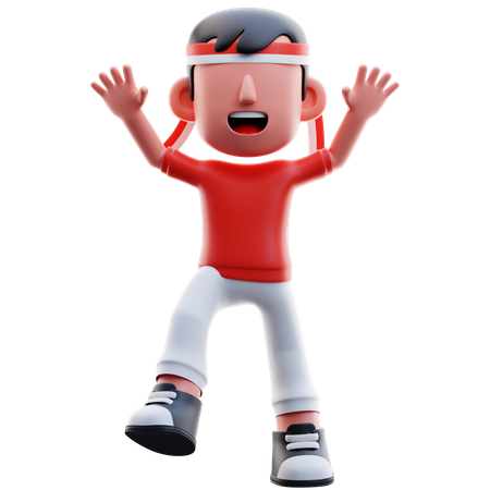 Hurray Indonesian Kid  3D Illustration