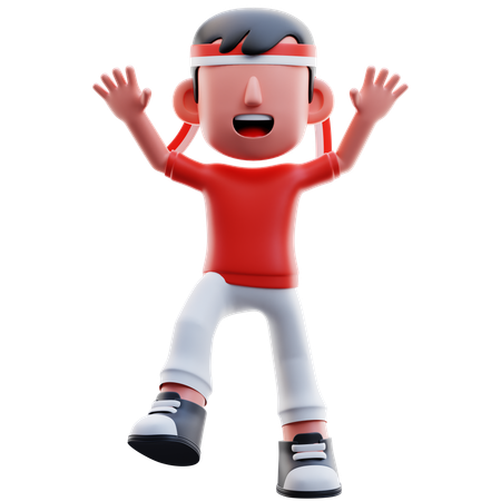 Hurray Indonesian Kid  3D Illustration
