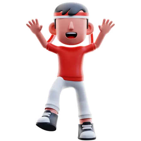 Hurray Indonesian Kid  3D Illustration
