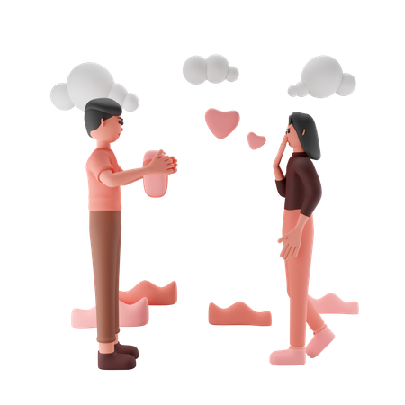 Husband Giving Heart To His Wife  3D Icon