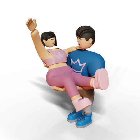 Husband lifting wife in his arm  3D Icon