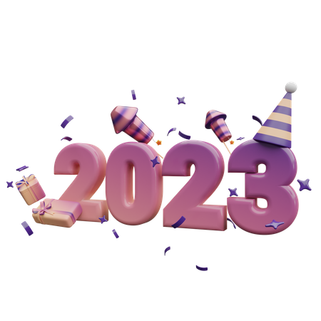 Hyappy New Year 2023 3D Icon