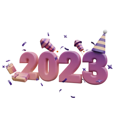 Hyappy New Year 2023 3D Icon
