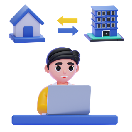 Hybrid Working  3D Icon