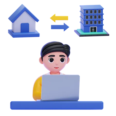 Hybrid Working  3D Icon