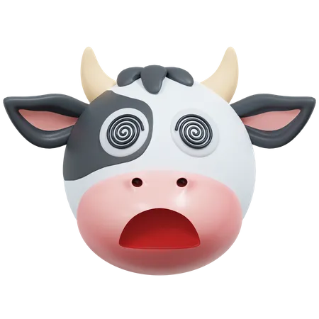 Hypnotized Cow Emoticon 3 D Icon Illustration 3D Icon
