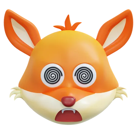Hypnotized Face Fox Emoticon 3 D Icon Illustration 3D Icon