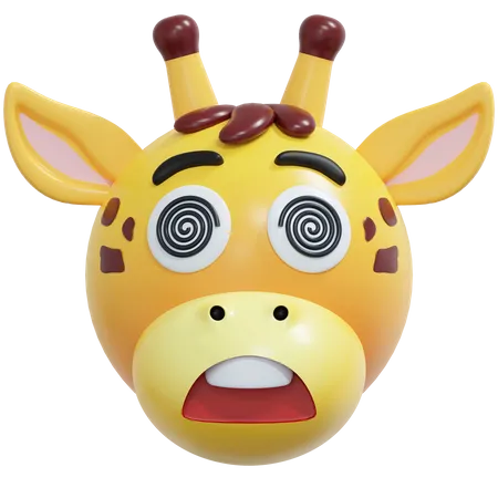 Hypnotized Giraffe Emoticon 3 D Icon Illustration 3D Icon