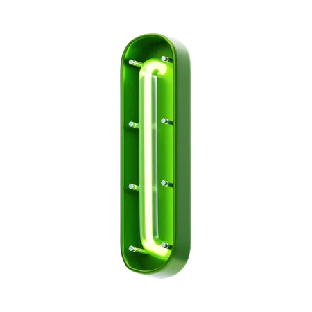 I Letter Shape Neon Text  3D Icon